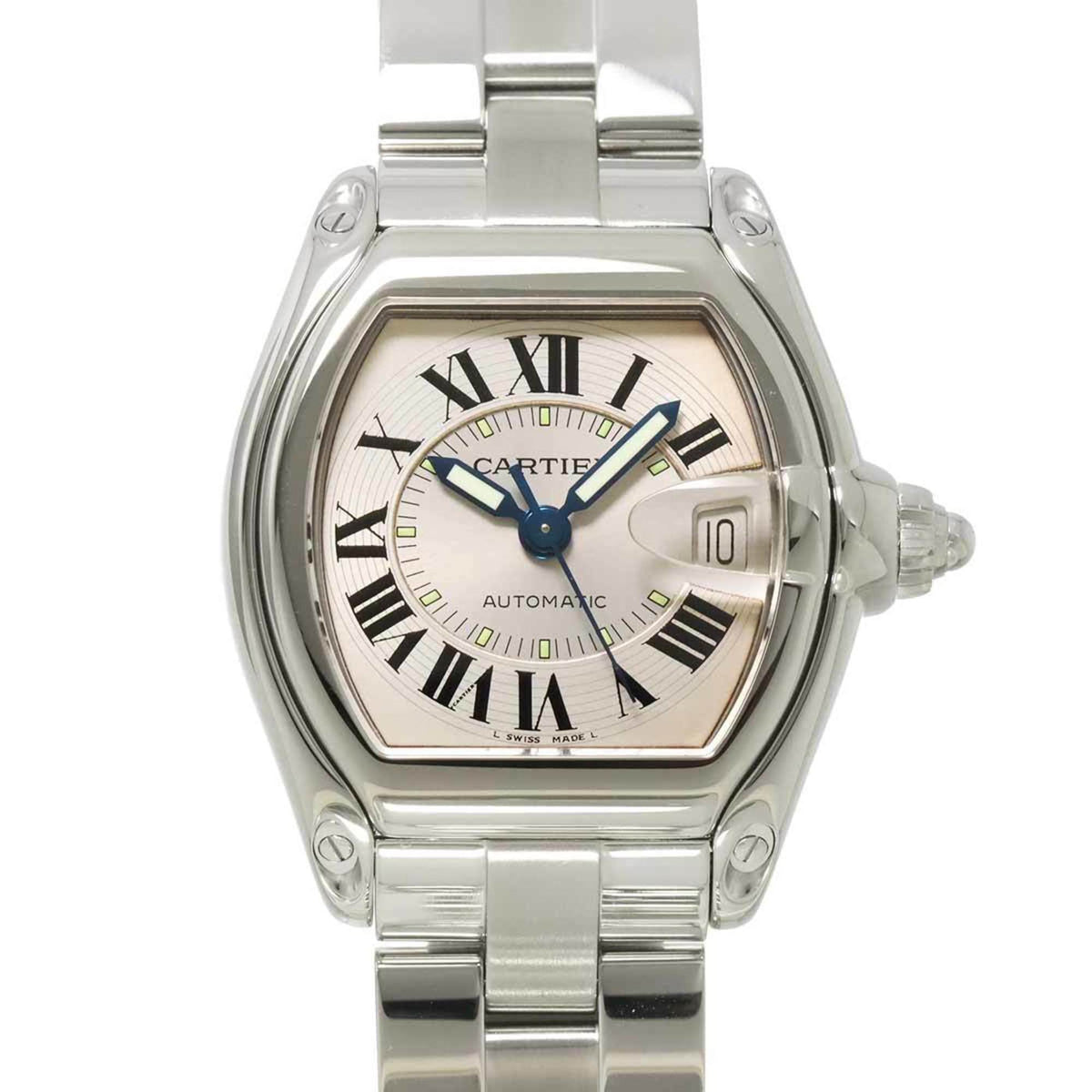 Pre-Owned Cartier Roadster LM W62000V3 Men's Watch with Date Display, Silver, Automatic