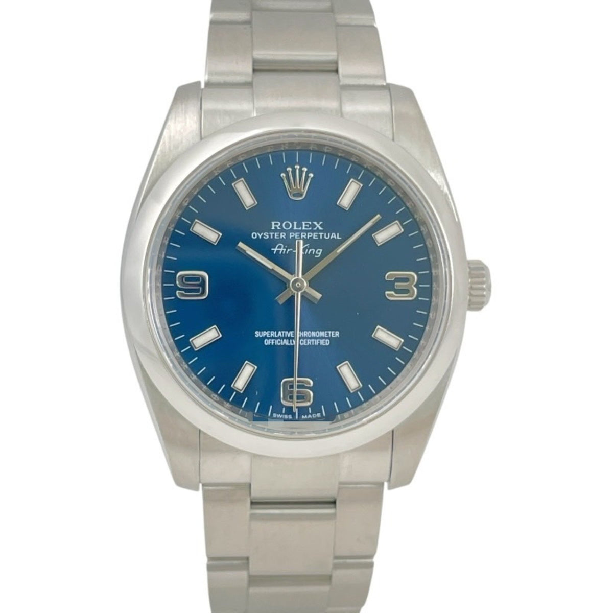 Pre-Owned ROLEX Air-King 114200 Men's Watch, Random Number, 2013 Warranty, Blue Dial, 369