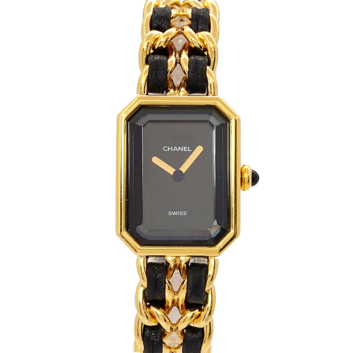 Montre femme CHANEL Premiere taille M H0001 d'occasion à quartz noir et or 