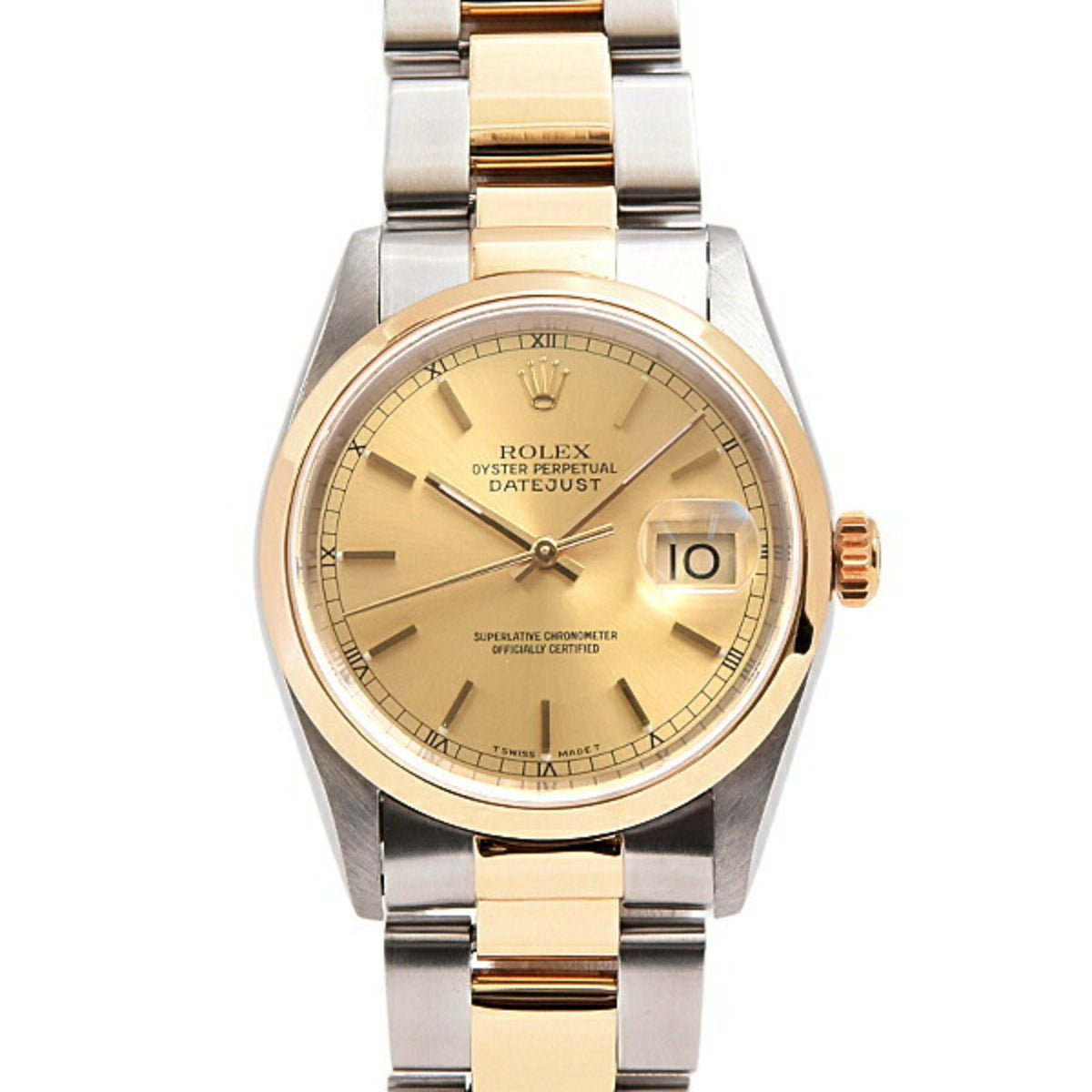 Pre-Owned Rolex Watch Men's Datejust Automatic T-Series Gold Dial Stainless Steel GoldROLEX 16203 SS?750YG