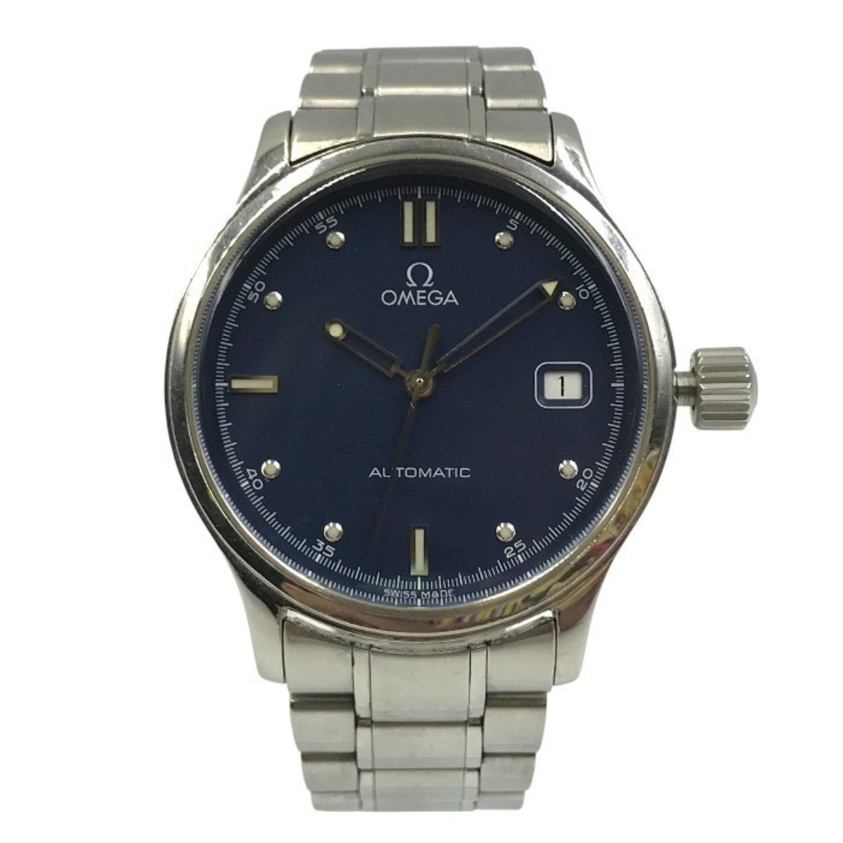Pre-Owned OMEGA Classic Date Watch Men's Automatic Silver Navy T1