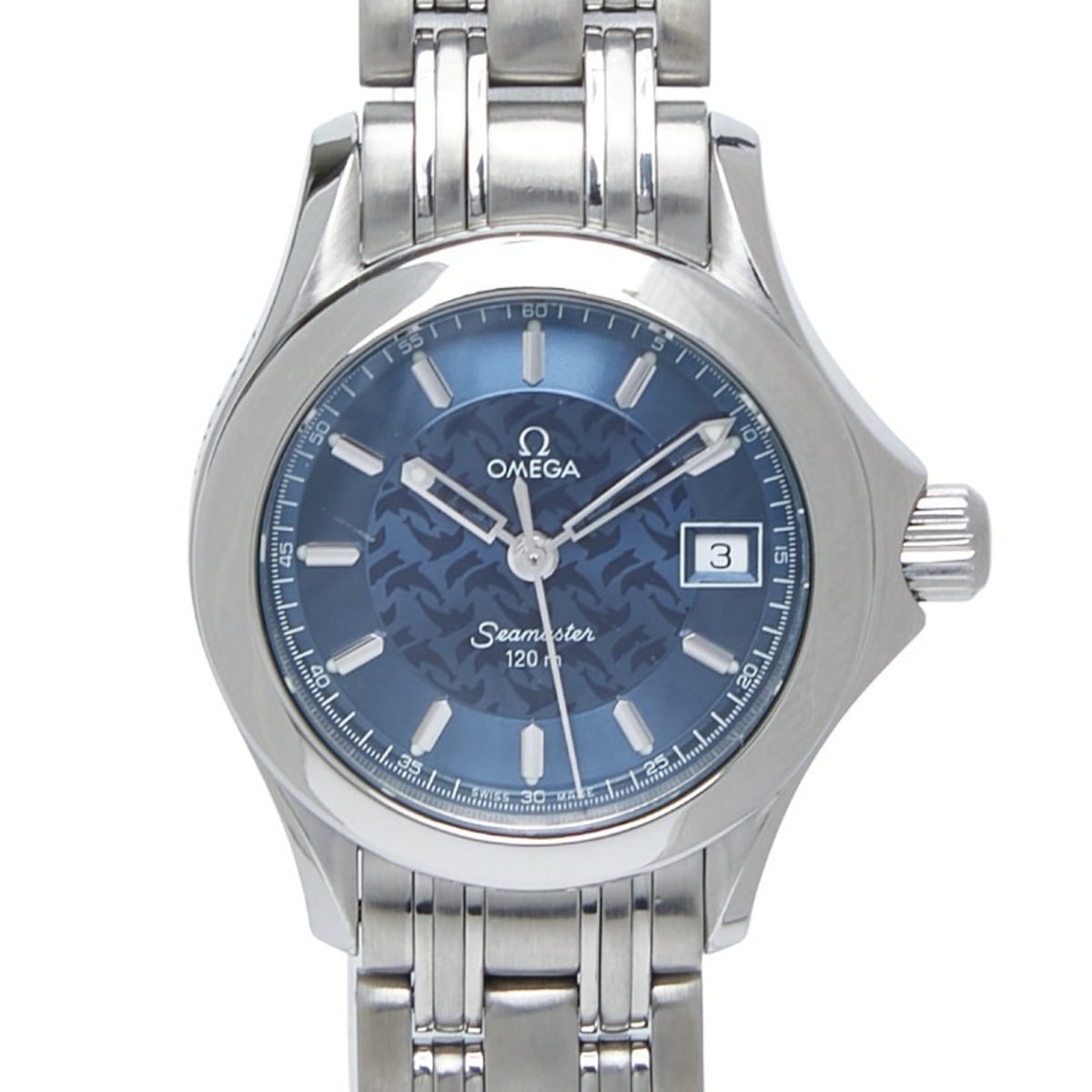 Pre-Owned OMEGA Seamaster 120 Jacques Mayol Limited Edition of 2000 Quartz Watch with Navy Dial and Stainless Steel, Women's