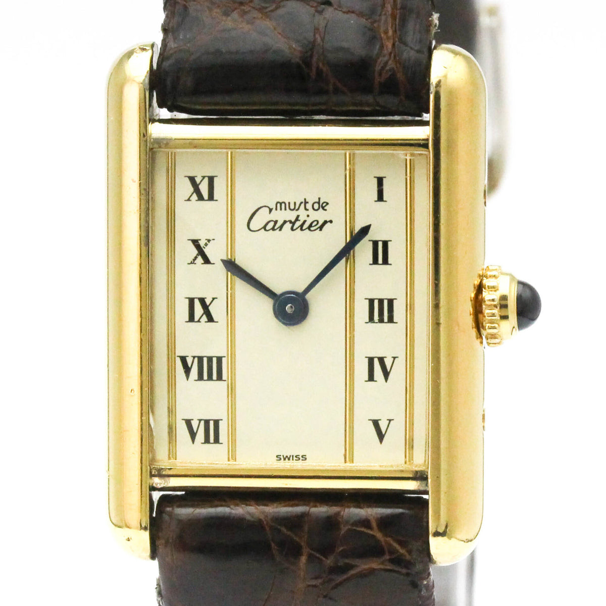 Pre-Owned CARTIER Must Tank Quartz Gold Plated Ladies Dress Watch W1003053