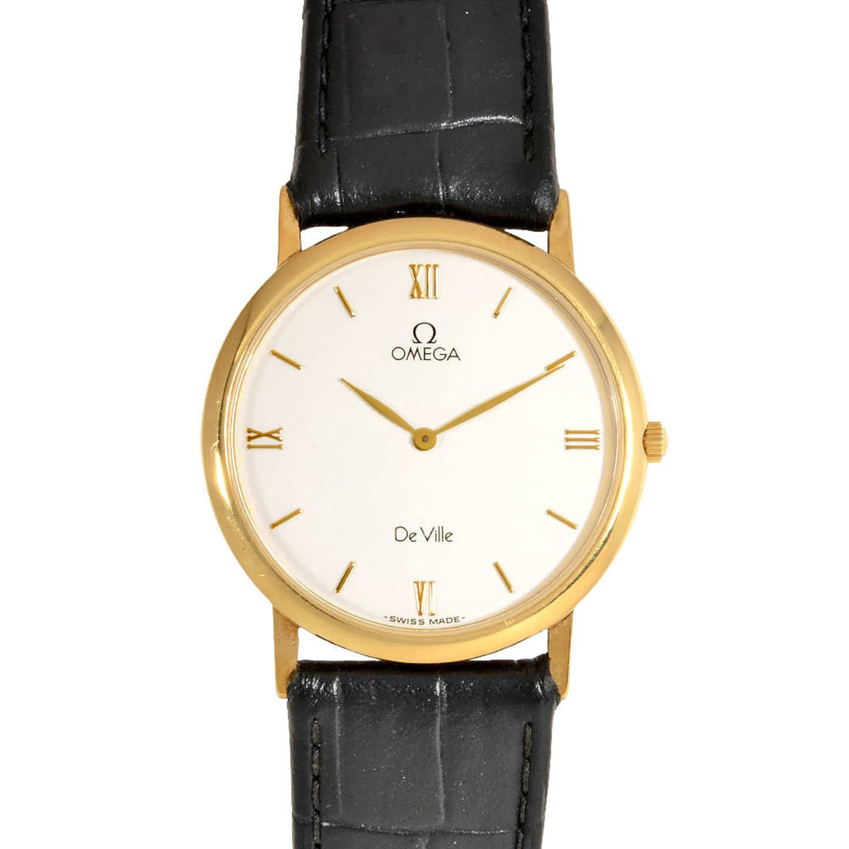 Pre-Owned OMEGA 195.2378 Devil 33mm Watch Quartz White Dial K18YG Yellow Gold Solid Ladies