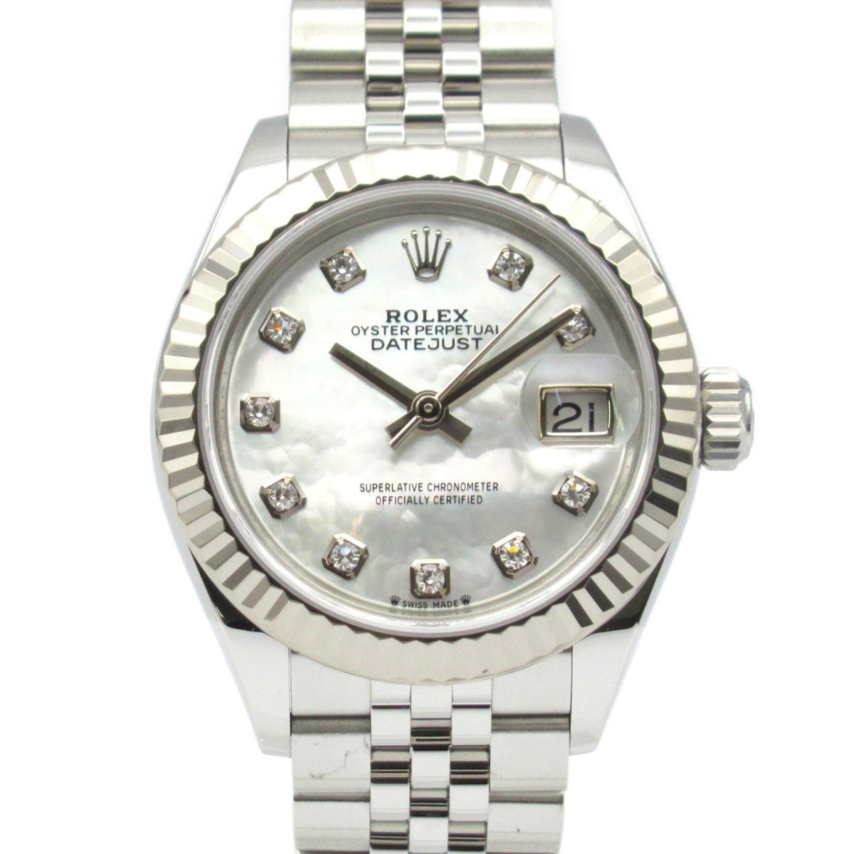 Pre-Owned Rolex Datejust 10-Piece Diamond Watch, Random Number, 18K White Gold (White Gold), Stainless Steel, Men's, Shell, NP, Jubilee, 279174NG