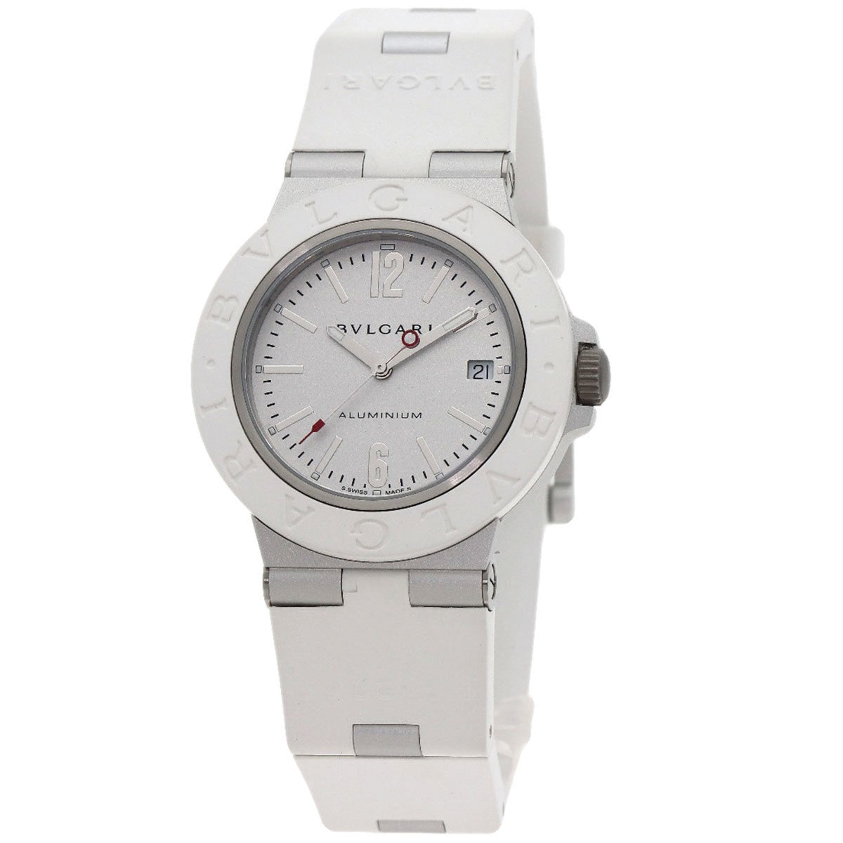 Pre-Owned Bvlgari BB40AT Aluminum White Watch Aluminum/Rubber Men's BVLGARI