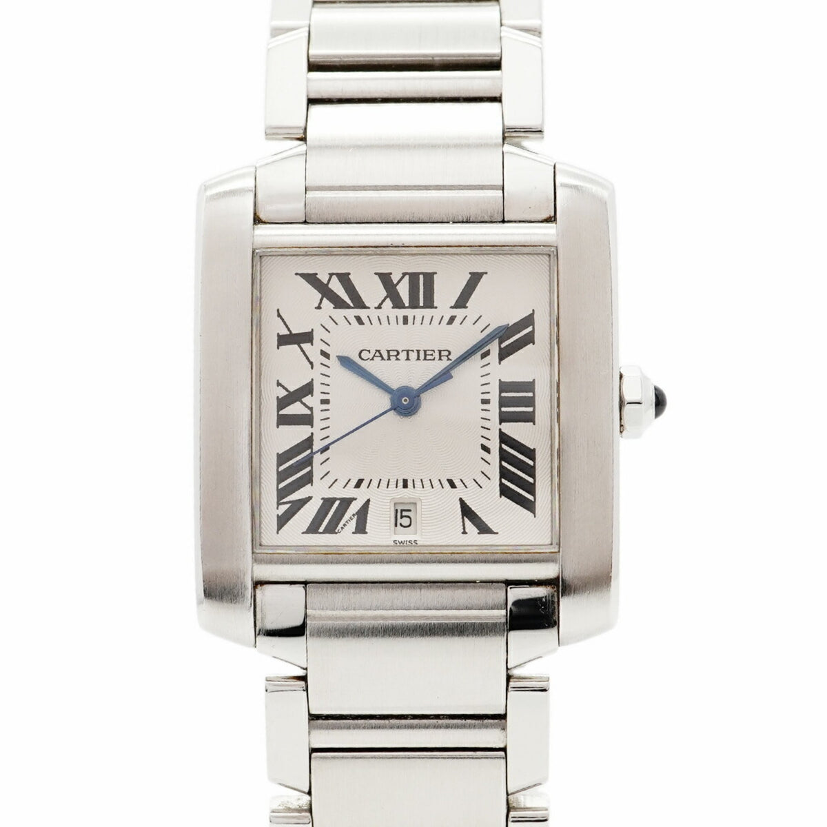 Pre-Owned Cartier Tank Fran?aise LM W51002Q3 Silver Dial Watch for Men and Women