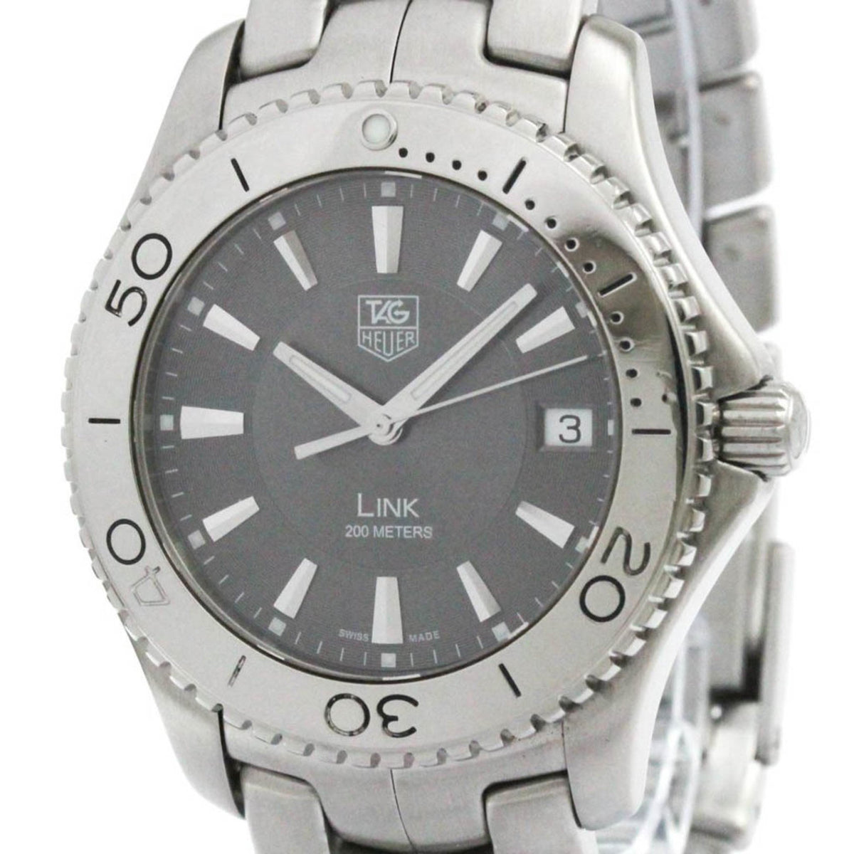 Pre-Owned Polished TAG HEUER Link Stainless Steel Quartz Mens Watch WJ111D BF580956