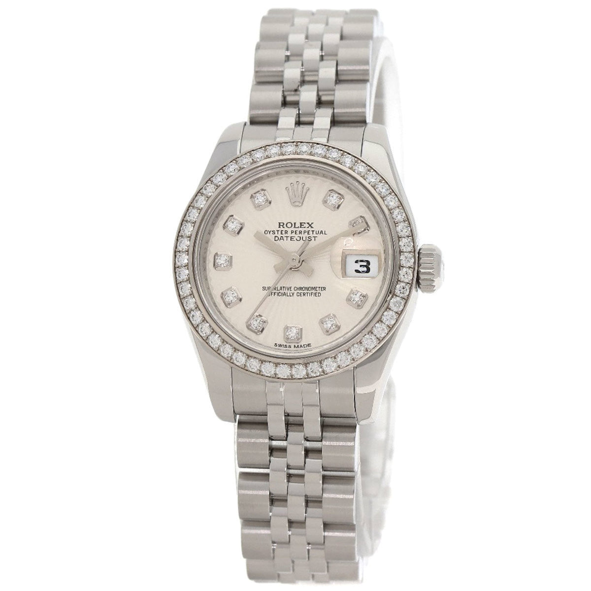 Pre-Owned Rolex 179384G Datejust 10-Piece Diamond Bezel Watch in Stainless Steel/SS/18K White Gold with Diamonds, Women's