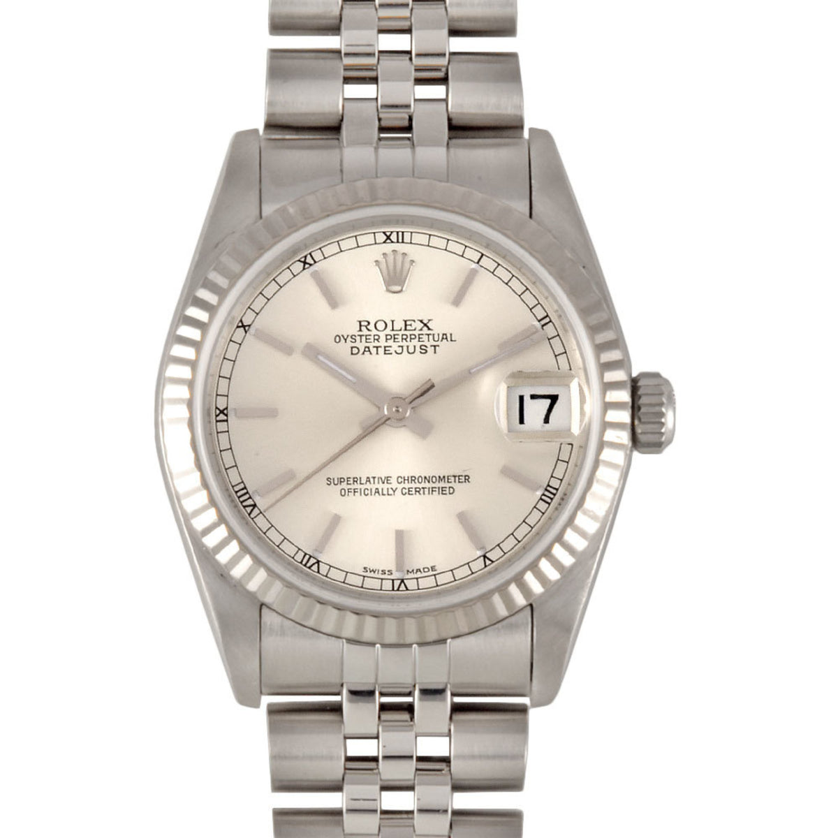 Pre-Owned Rolex ROLEX 68274 Datejust 31 N series (manufactured around 1991) Automatic watch Silver dial SS x WG Men's