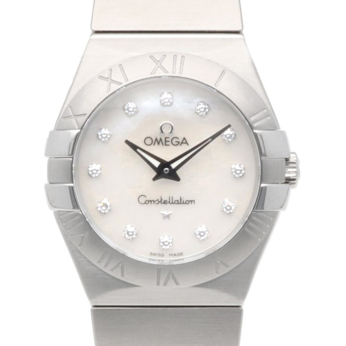 Pre-Owned Omega Constellation Watch, Stainless Steel, Quartz, 12P Diamond, Mother-of-Pearl Dial, 12310276055001, Ladies', 91283XXX.