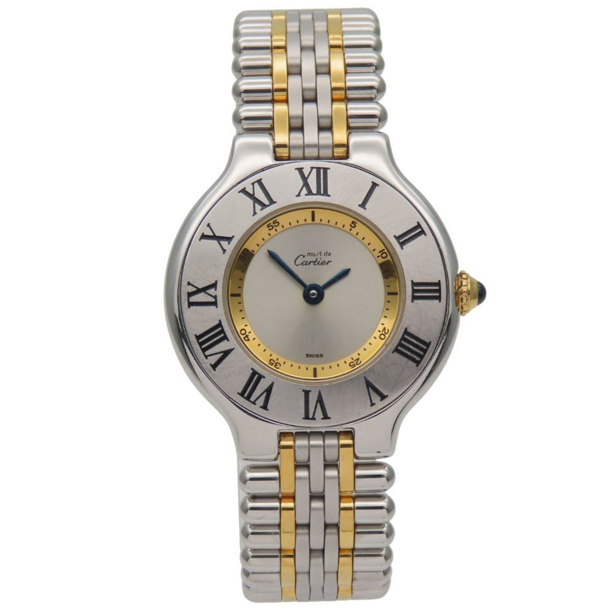 Pre-Owned Cartier Must 21 W10075F4 Vantianne SM 1340 Stainless Steel Watch with Silver or Gold Dial, Women's