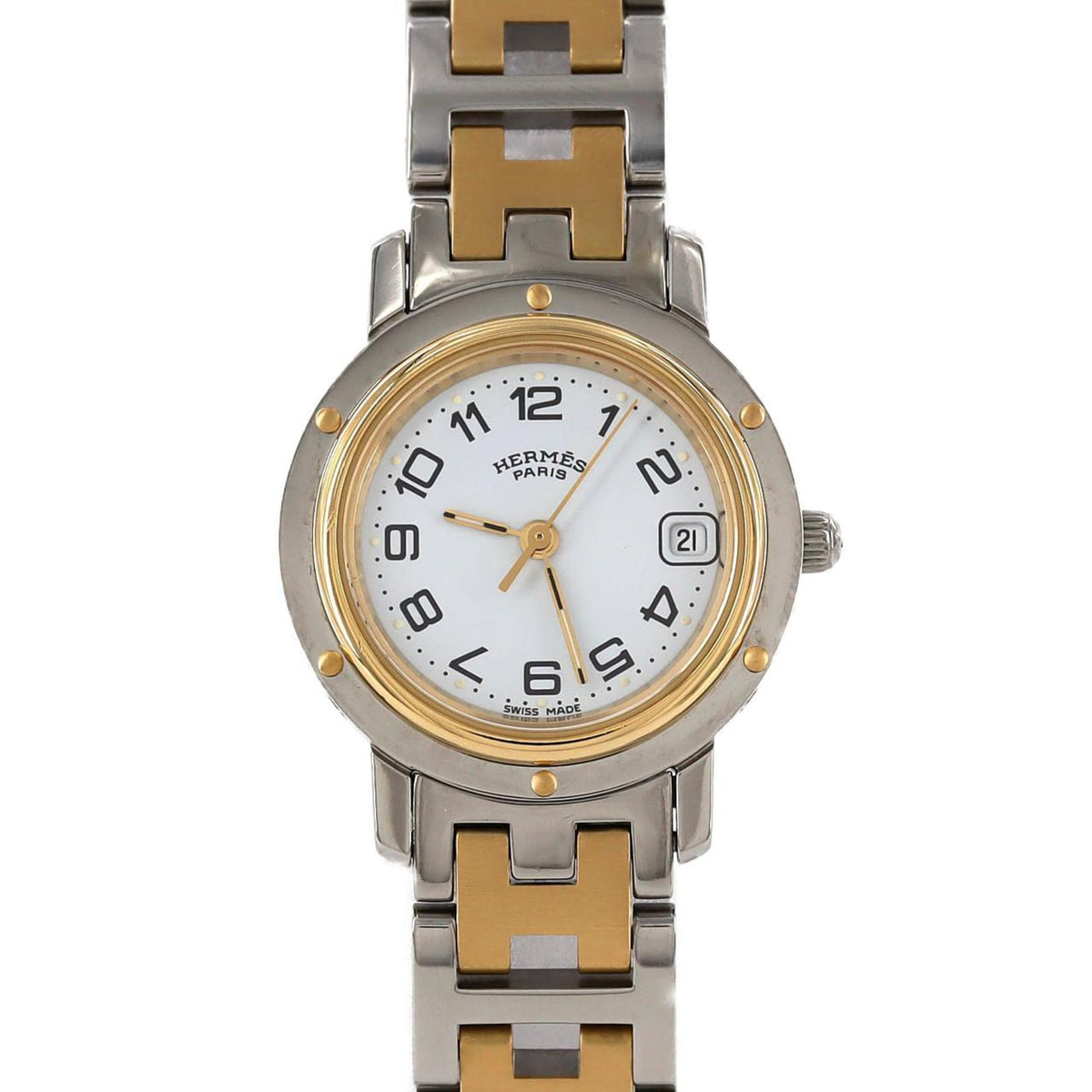 Pre-Owned Hermes Clipper Combi CL4.220 SSxGP Quartz Watch