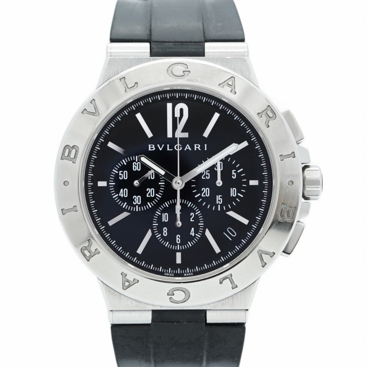 Pre-Owned Bvlgari Diagono Velocissimo DG41SCH Men's Black Dial Watch
