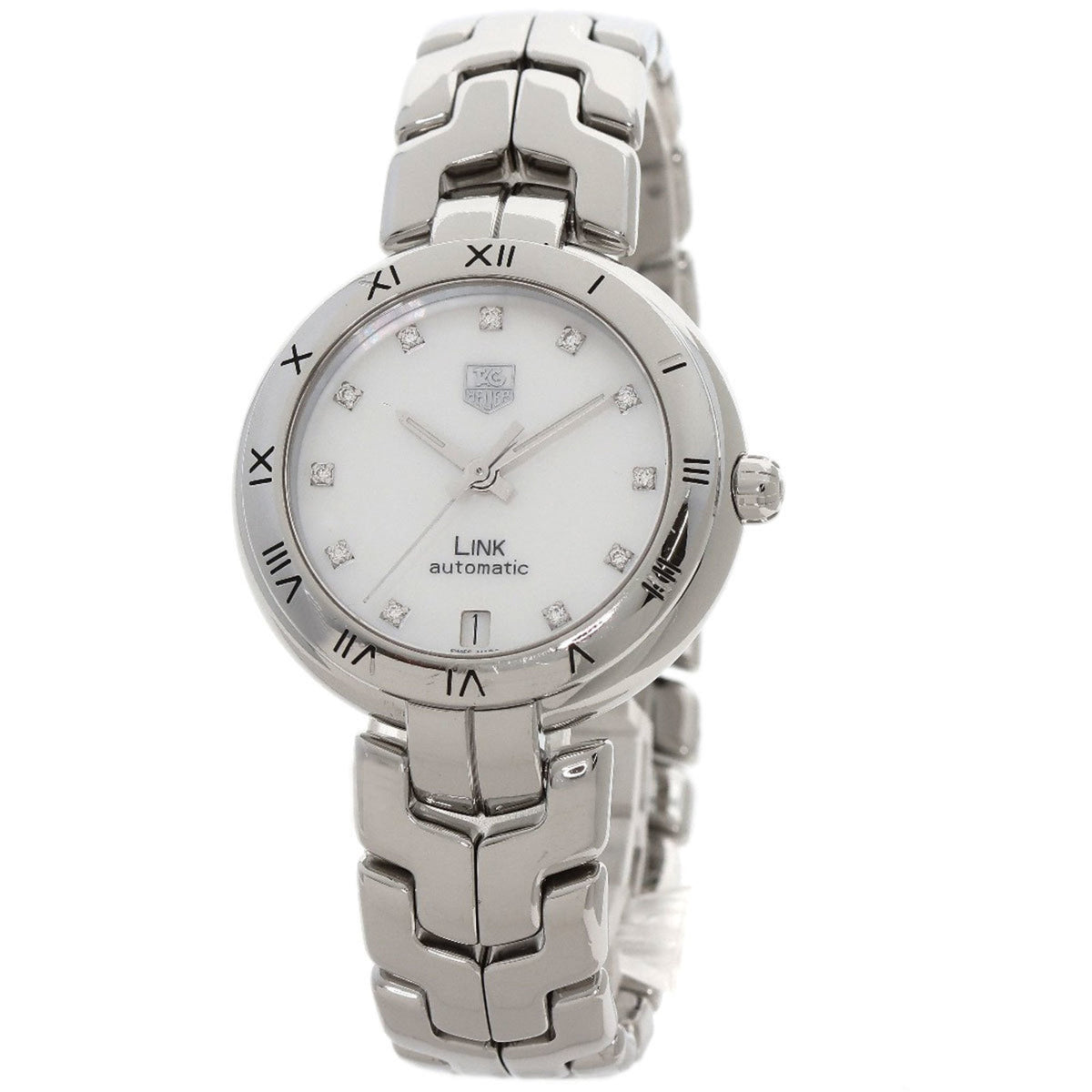 Montre TAG Heuer d'occasion WAT2315 Link Calibre 7 11P en acier inoxydable pour homme, avec diamants 