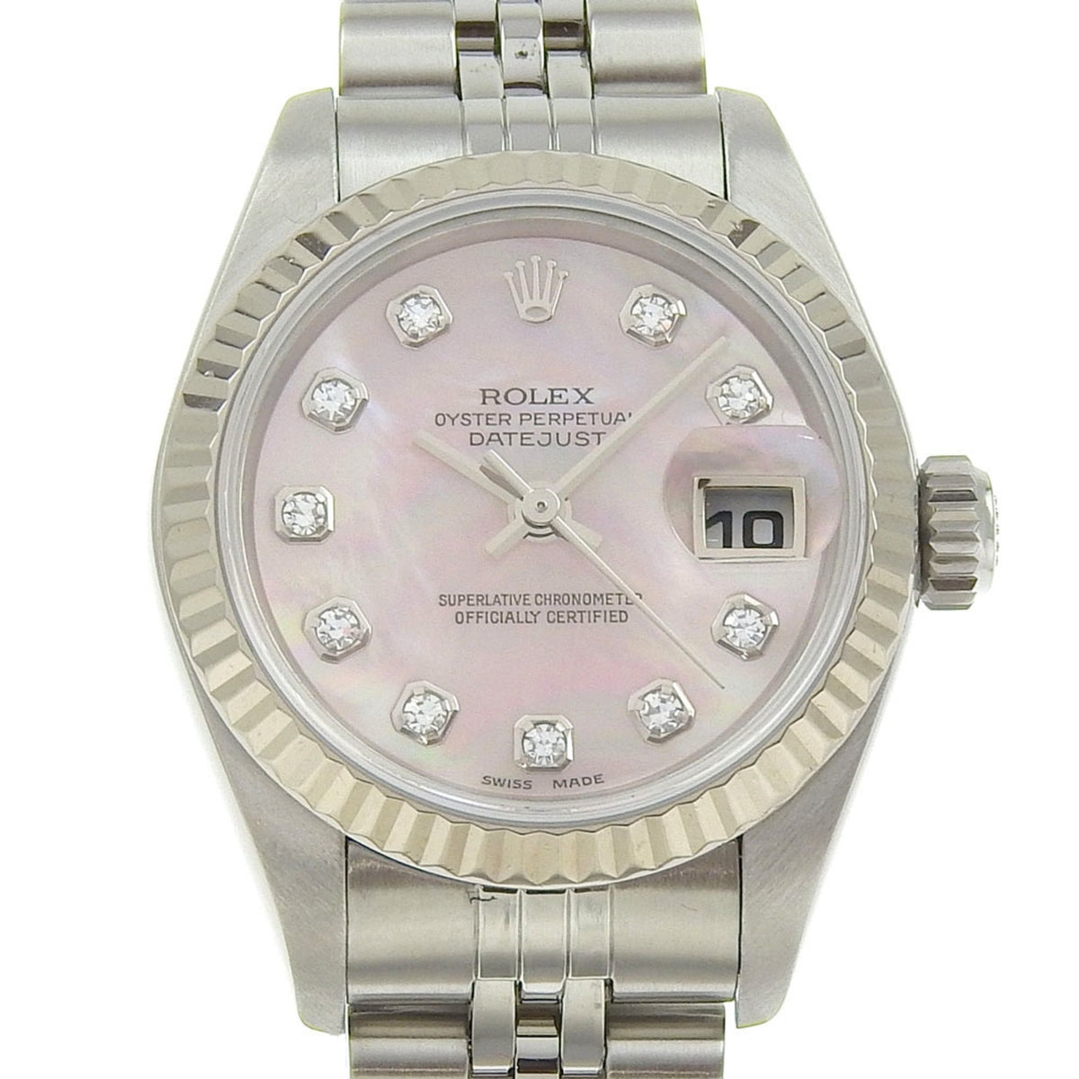 Pre-Owned Like new Rolex Datejust P series (around 2000-2001) 79174NG Pink shell dial K18WG/SS Automatic winding