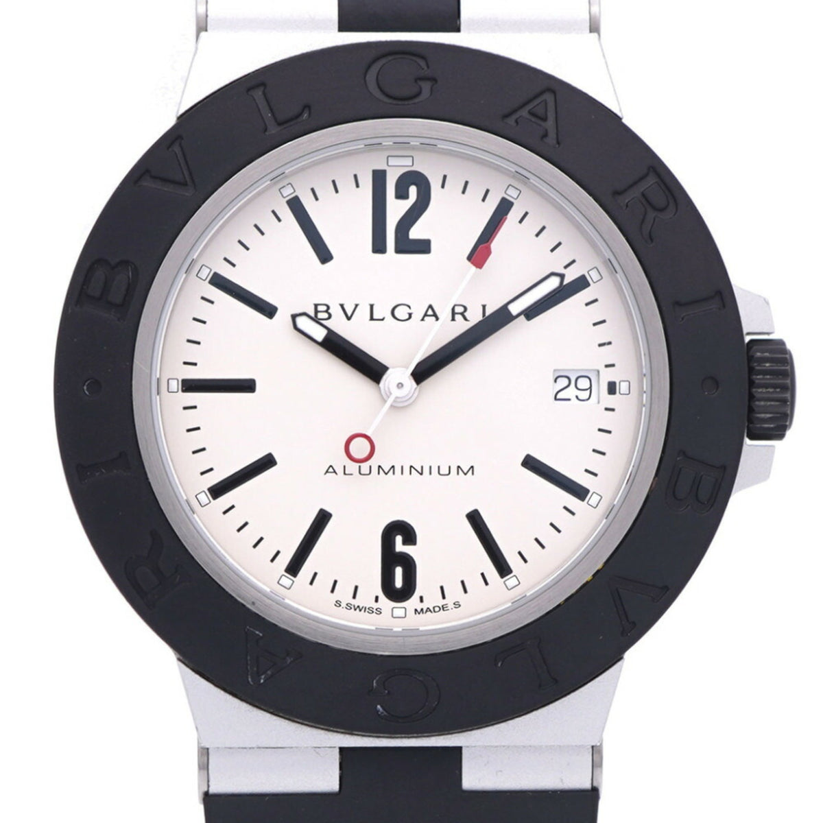 Pre-Owned Bvlgari Automatic Aluminum BB40AT Watch Aluminum/Rubber Beige 0137BVLGARI Men's