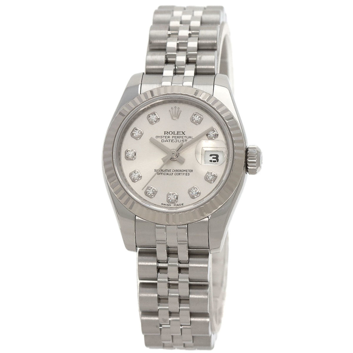 Montre Rolex d'occasion 179174G Datejust 10P en acier inoxydable SS K18WG pour femme 