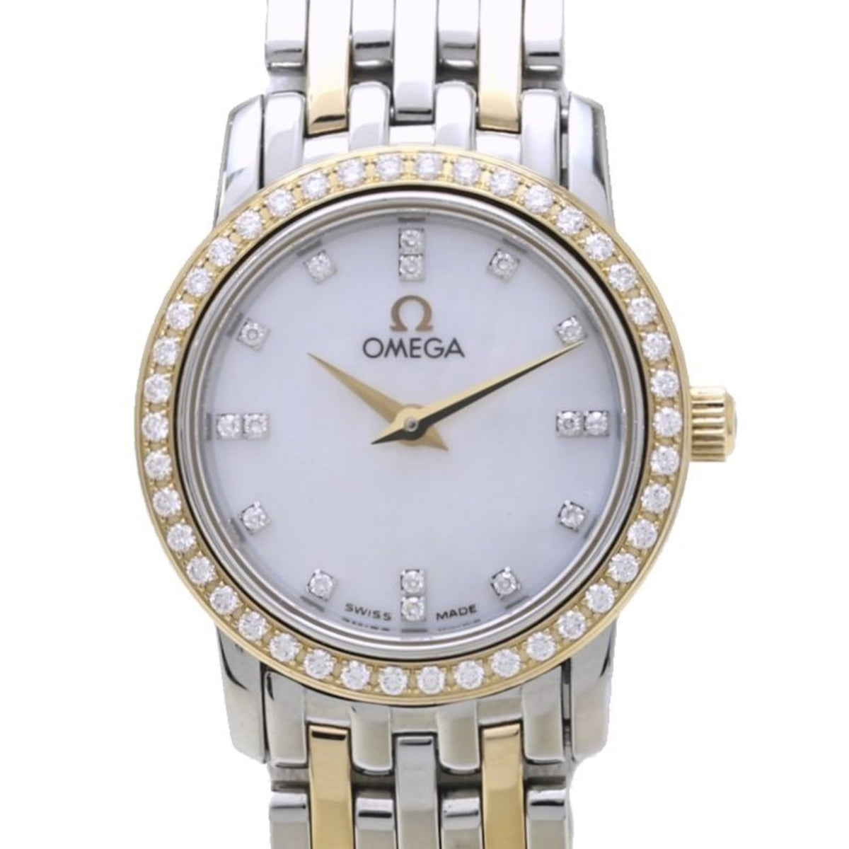 Pre-Owned OMEGA De Ville Prestige 4375.95.00 Diamond Bezel, Index, K18YG Yellow Gold x Stainless Steel, Ladies' Watch, 39861