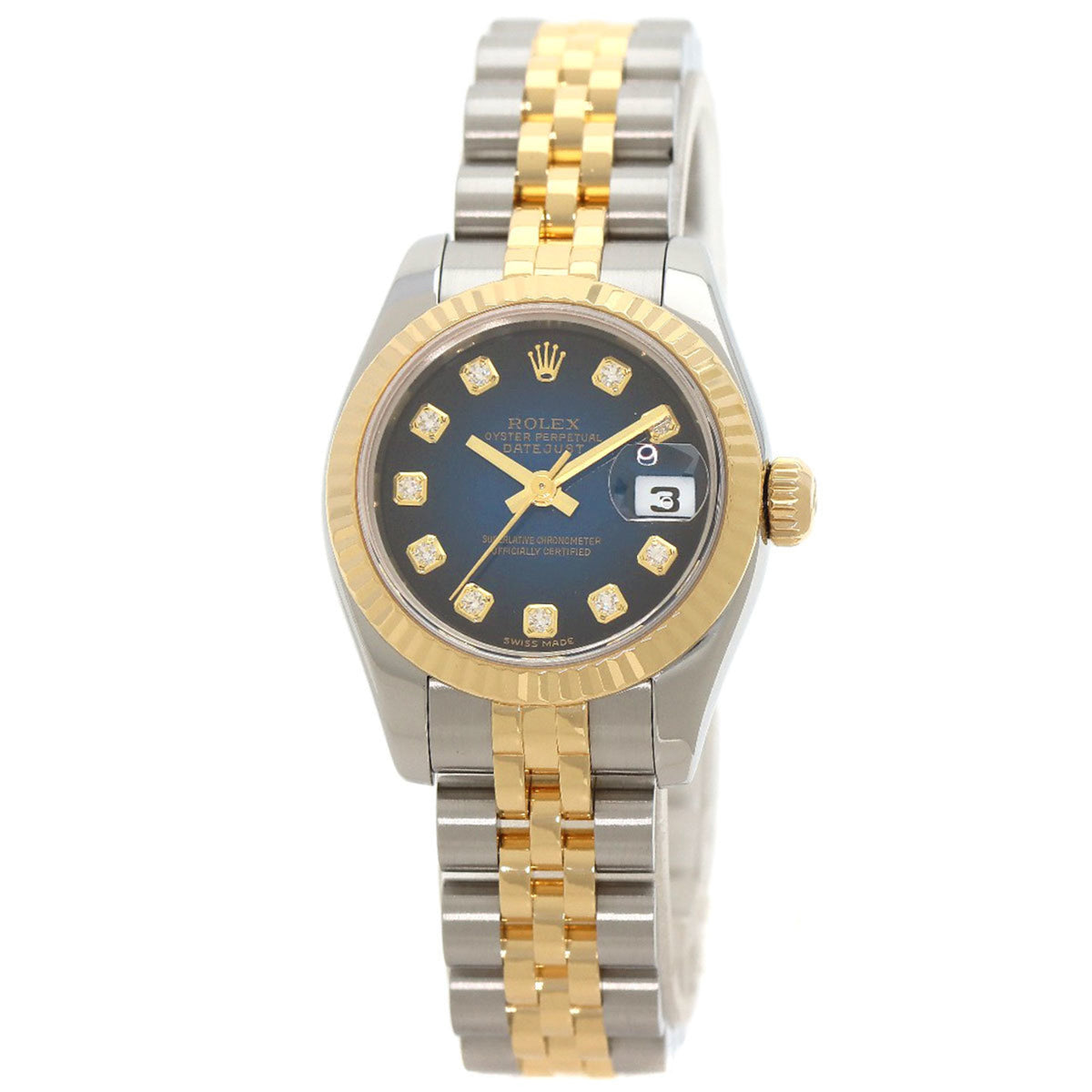 Pre-Owned Rolex 179173G Datejust 10P Diamond Watch Stainless Steel SSxK18YG K18YG Ladies ROLEX