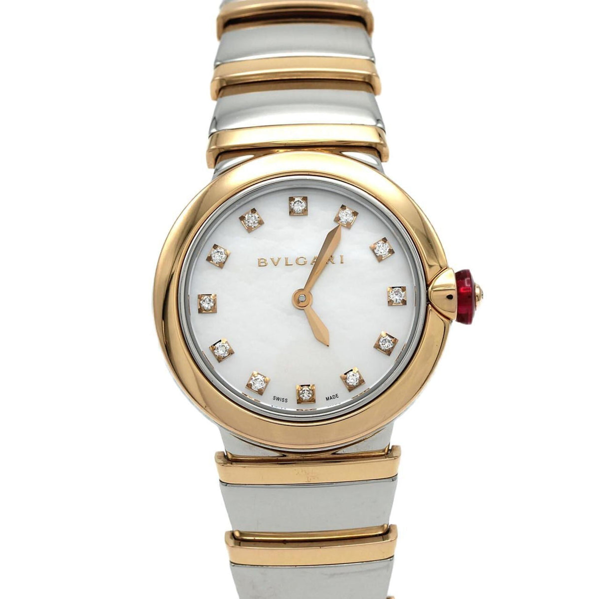 Pre-Owned Bulgari Lucea PG Combination 12P LUP28SG LU28WSPGSPG 12 SSxPG Quartz Watch