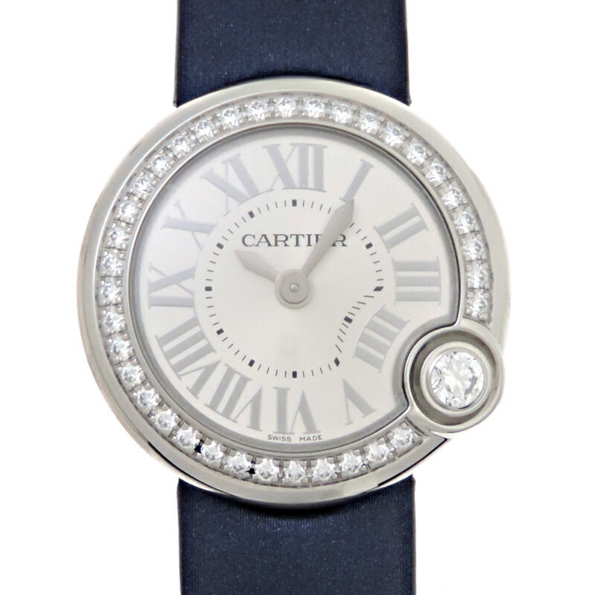 Montre-bracelet Cartier Ballon Blanc de 26 mm pour femme, d'occasion, avec diamants, W4BL0002 