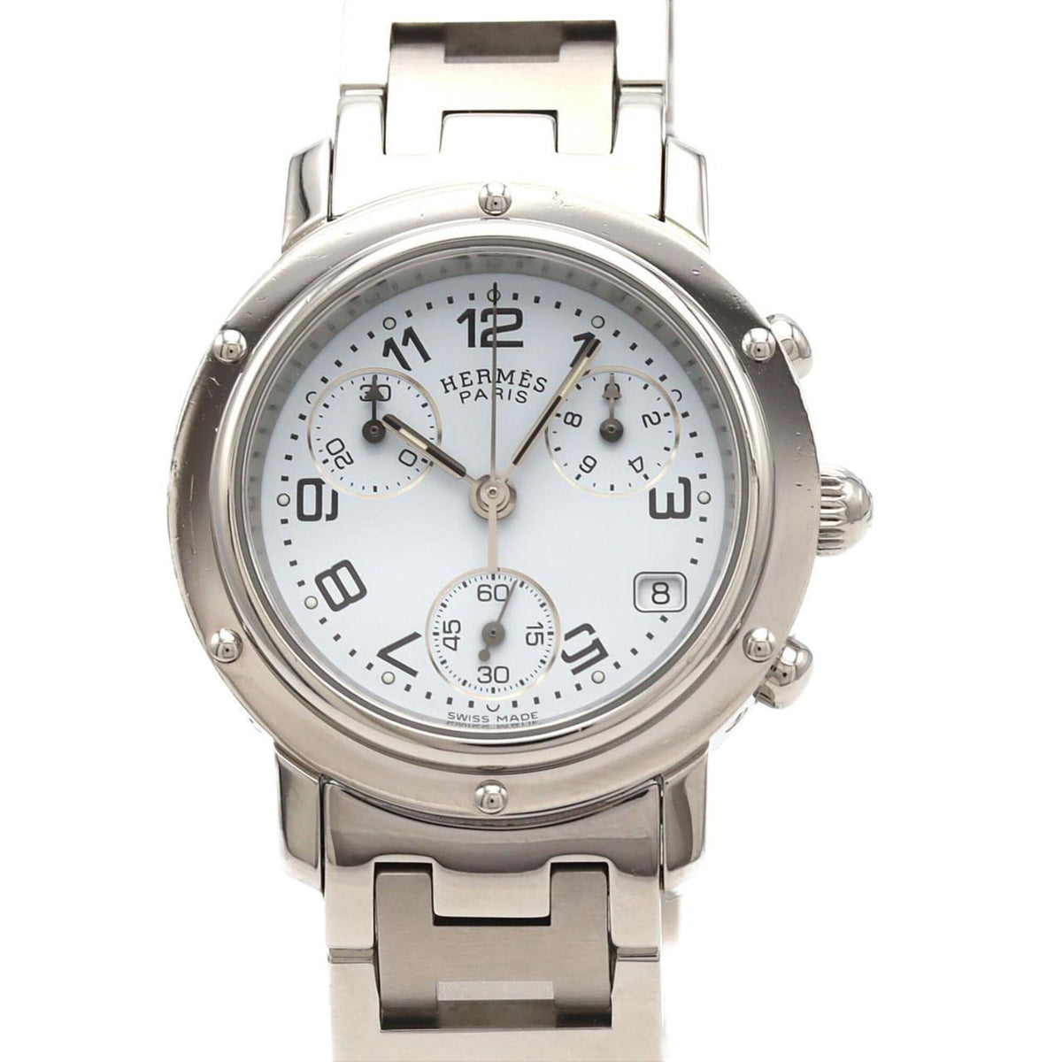 Pre-Owned Hermes Clipper Chronograph CL1.310 SS Quartz Watch