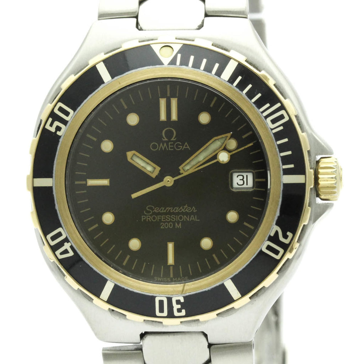Pre-Owned OMEGA Seamaster Professional 18K Gold Steel Watch 396.1042 Polished