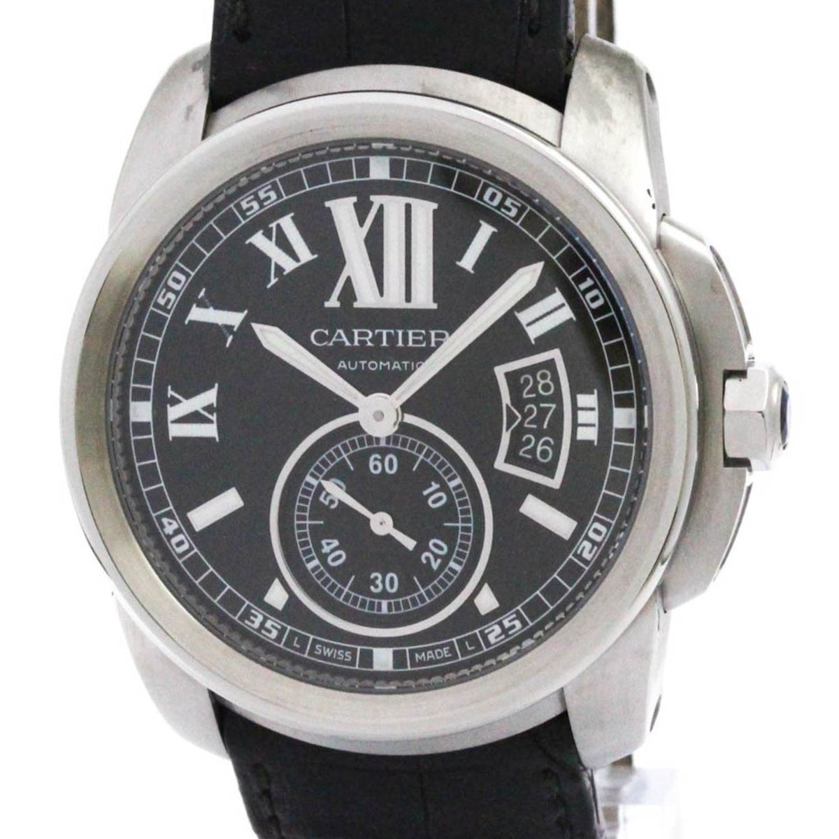 Pre-Owned CARTIER Calibre de Cartier Steel Automatic Mens Watch W7100041 Polished