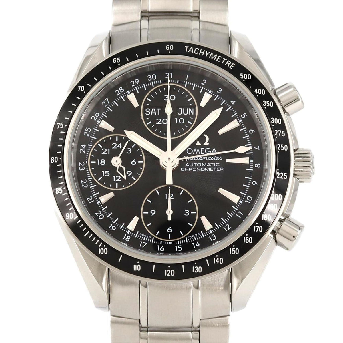 Pre-Owned Omega Speedmaster Day Date 3220.50 SS Automatic Watch