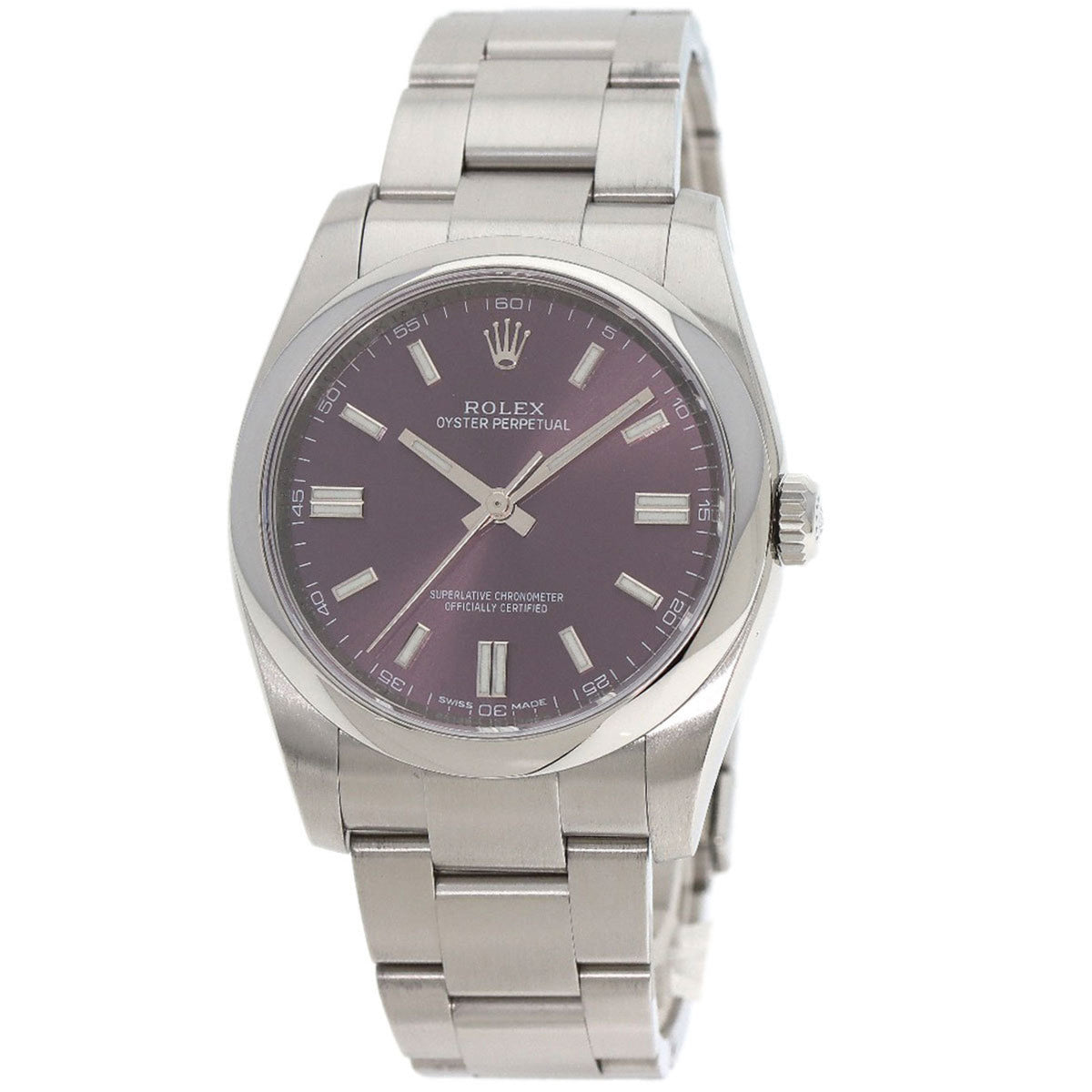 Pre-Owned Rolex 116000 Oyster Perpetual 36 Red Grape Watch Stainless Steel SS Men's ROLEX