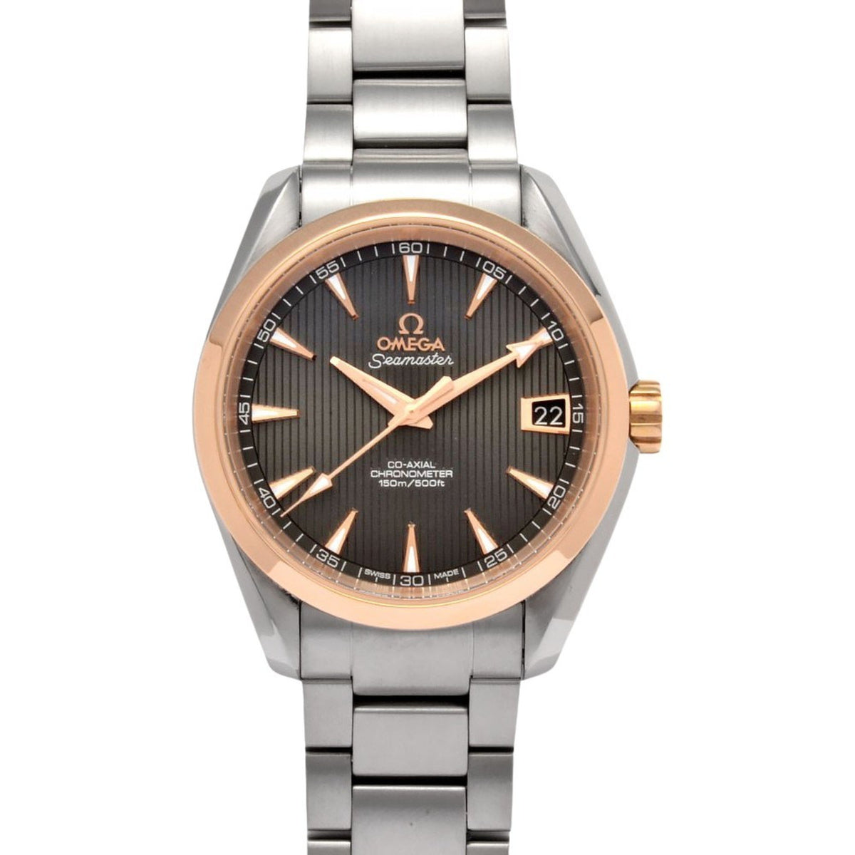 Pre-Owned OMEGA 231.20.39.21.06.003 Seamaster Aqua Terra 150m Automatic Watch Grey Dial Red Gold Stainless Steel Men's