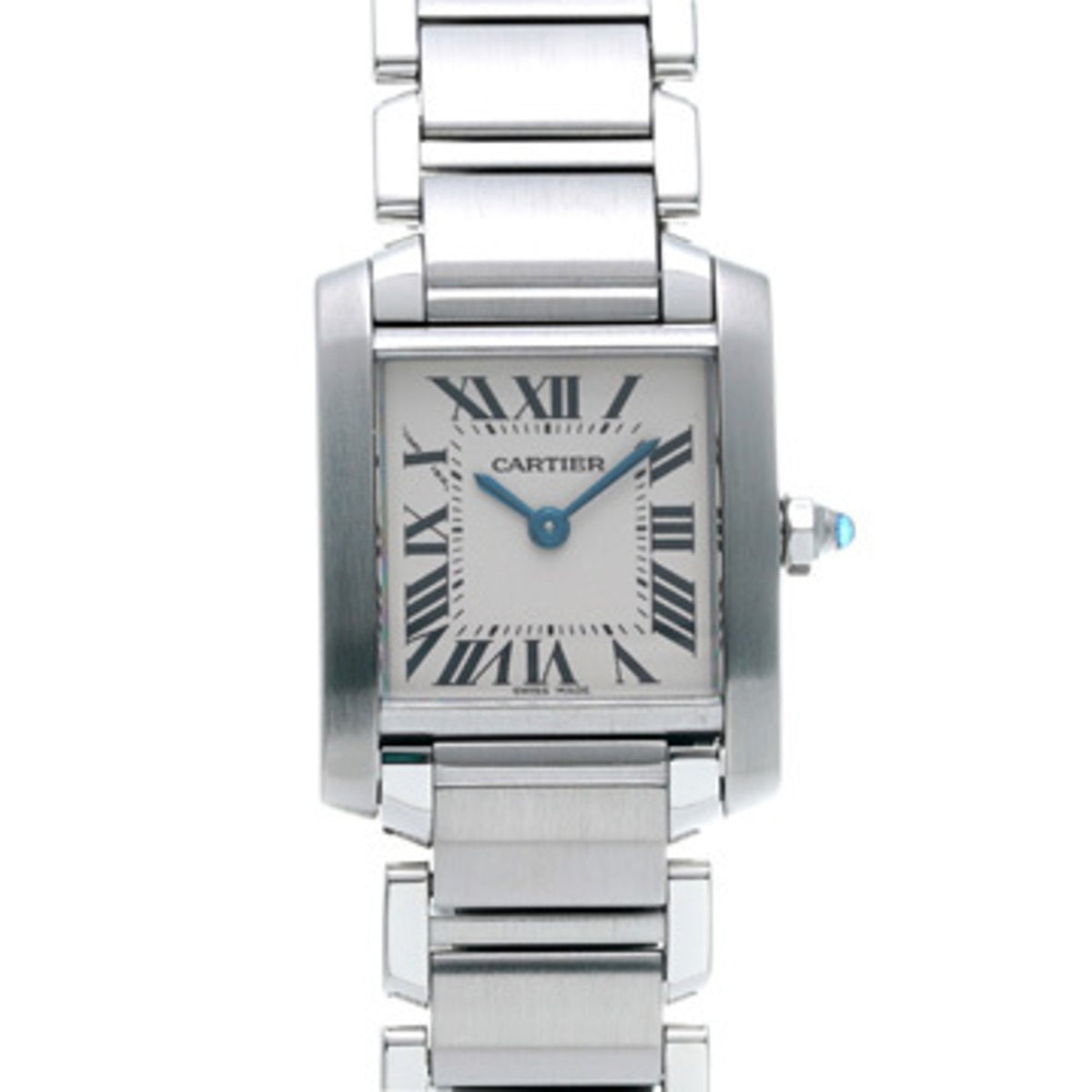 Gebrauchte Cartier Tank Francaise SM W51008Q3 Silber Damenuhr Quarz 