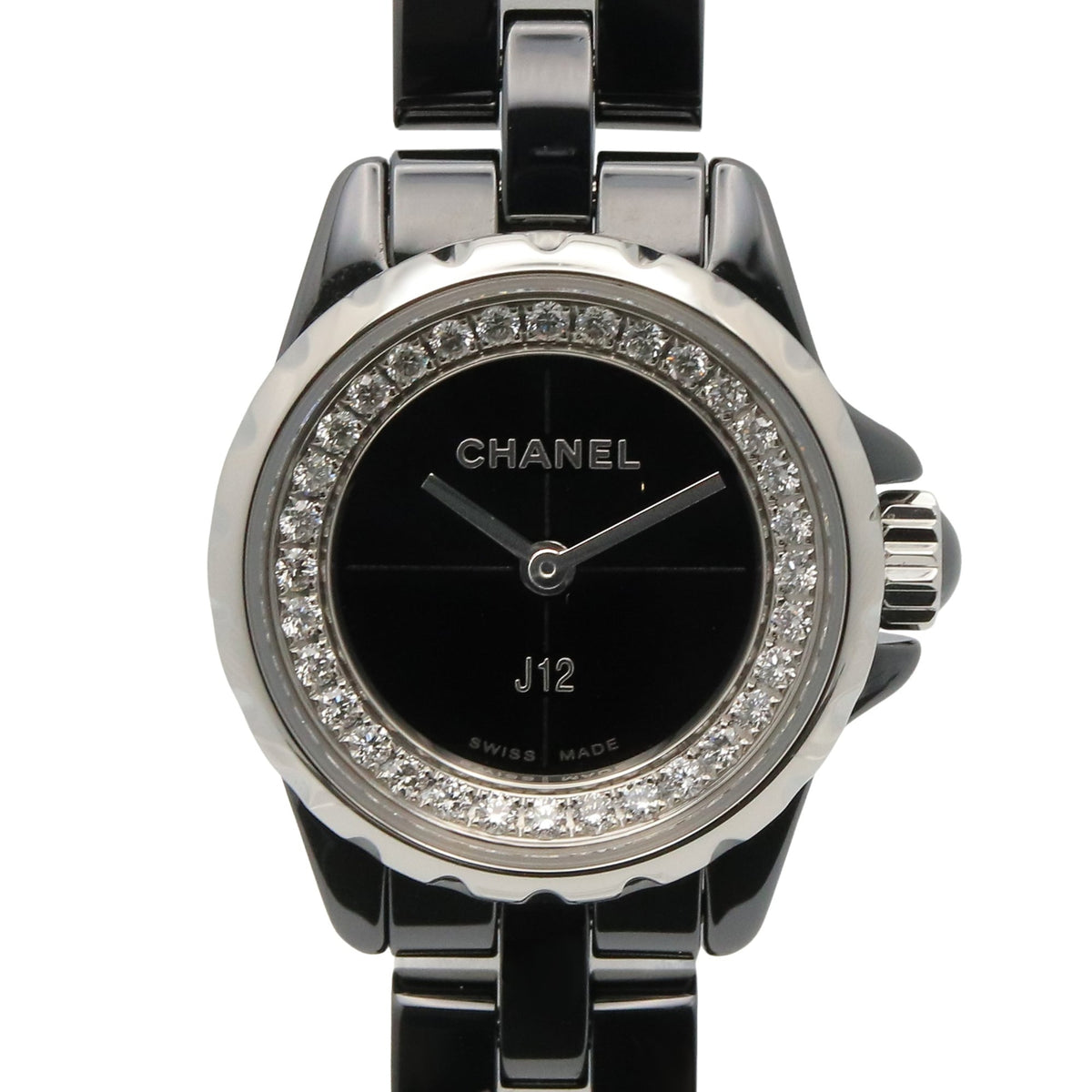 Pre-Owned Chanel J12 XS Diamond Bezel Watch, Ceramic, Diamond, Ladies, Black, H5235
