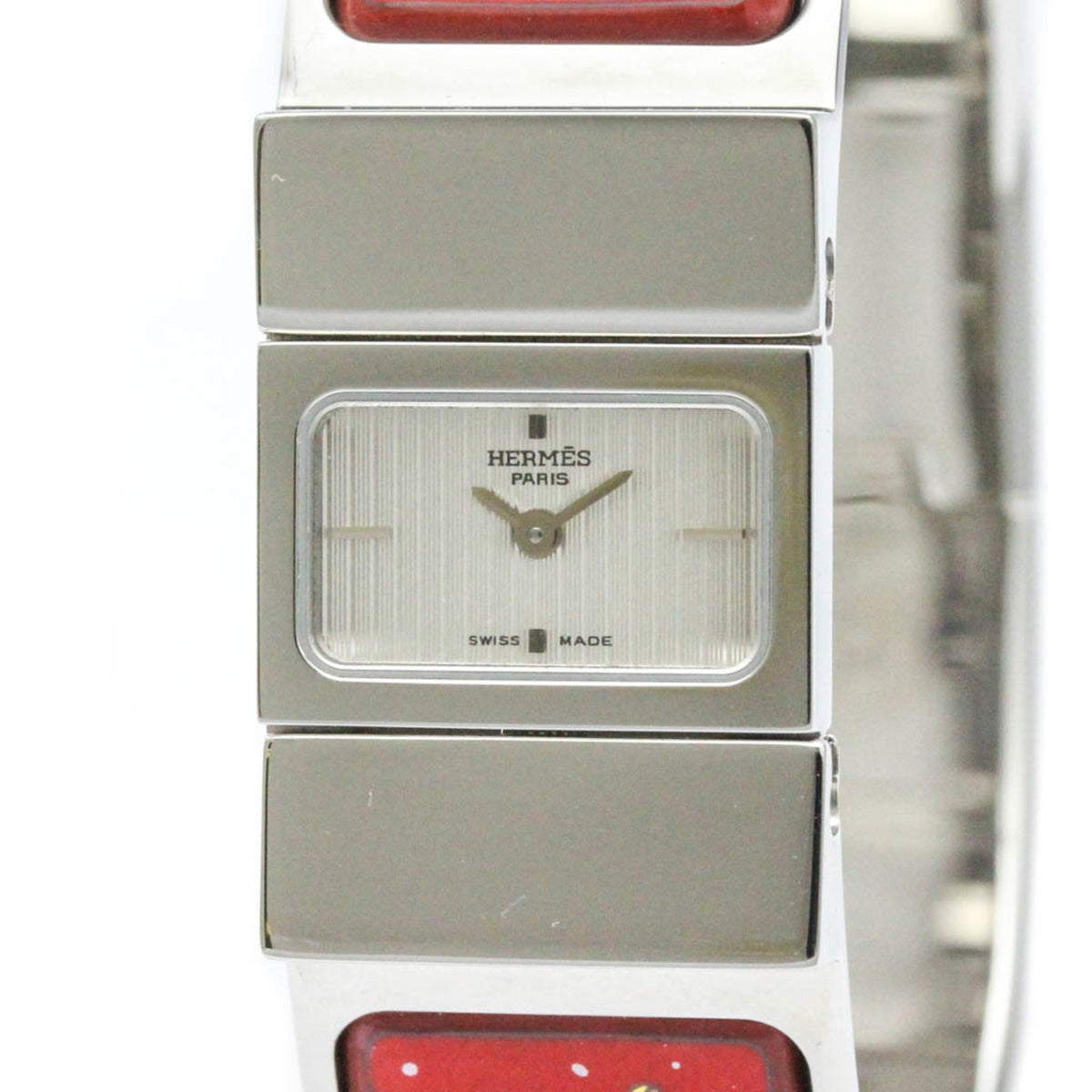 Montre à quartz Hermès Loquet en acier inoxydable poli d'occasion pour femme LO1.210 BF580440 
