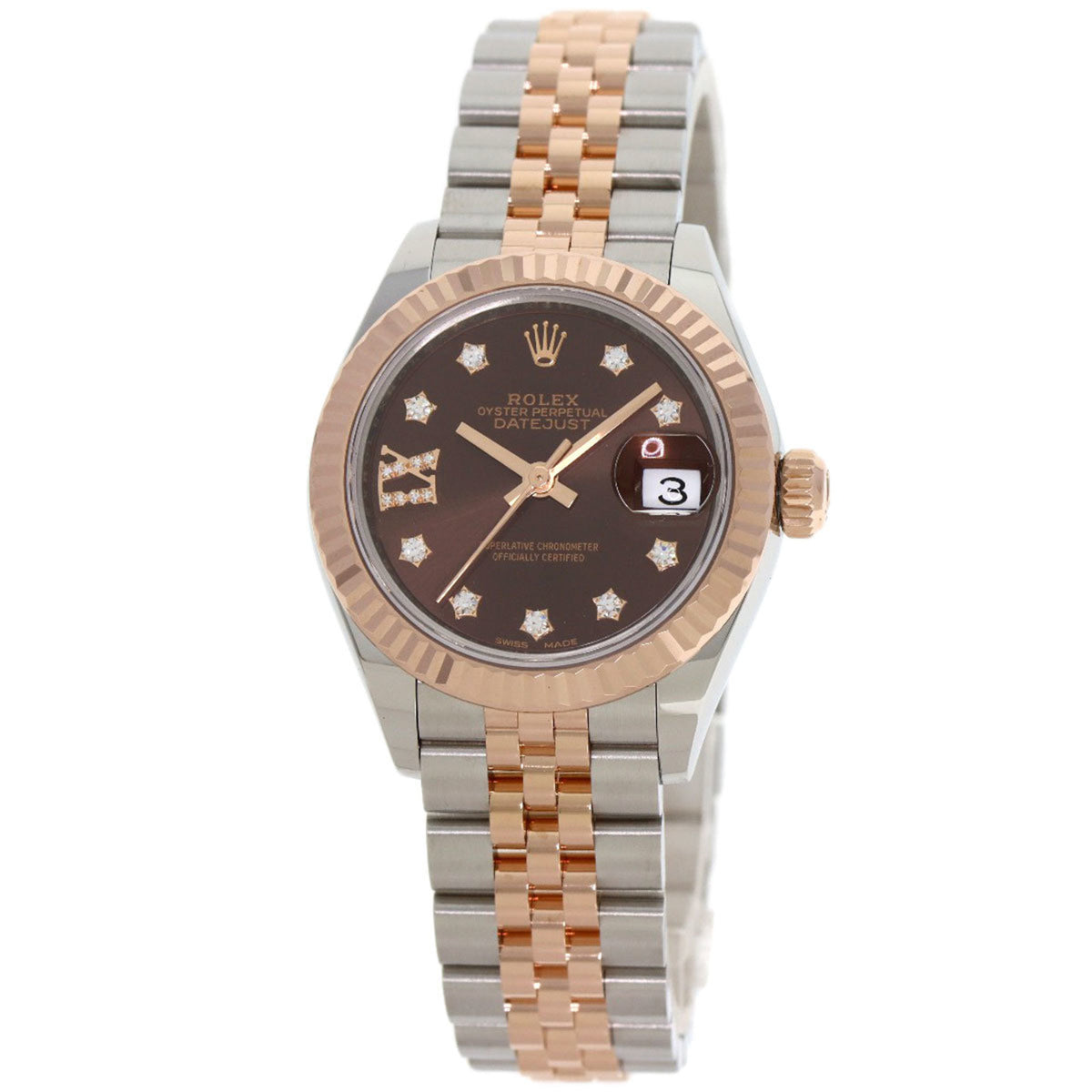 Pre-Owned Rolex 279171G Datejust 9P Star Diamond Watch Stainless Steel SSxK18PG Everose Gold Ladies ROLEX