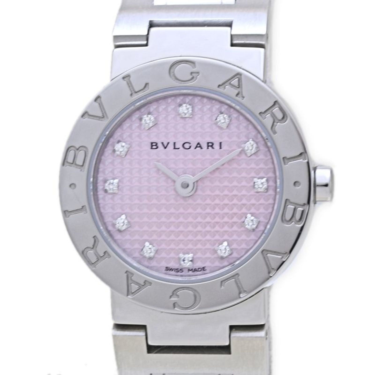 Pre-Owned BVLGARI 12P Diamond Pink Shell Watch BB23C2SS 12JA BB23SS Japan Exclusive Women's Stainless Steel 40088