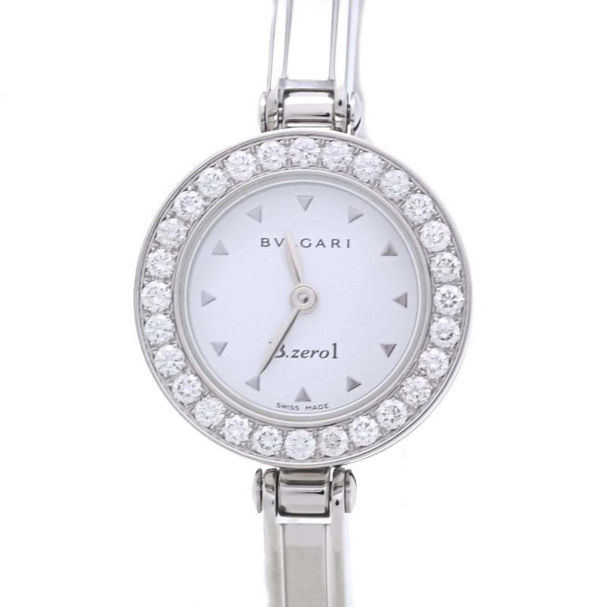 Montre femme BVLGARI B.zero1 BZ22WSDS BZ22S d'occasion en acier inoxydable, taille moyenne, lunette diamantée, 39985 