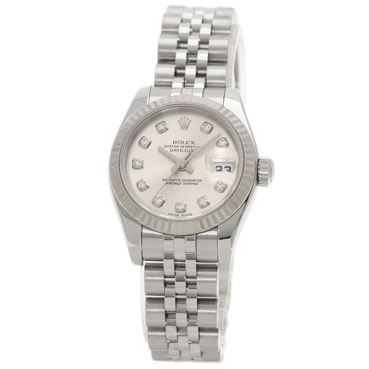 Pre-Owned Rolex 179174G Datejust 10P Diamond Watch Stainless Steel SS Ladies ROLEX