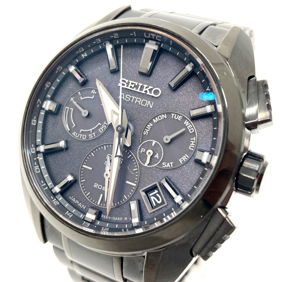 Pre-Owned Seiko SBXC069/5X53-0AV0 Astron Global Line Solar radio wave Wristwatch Black