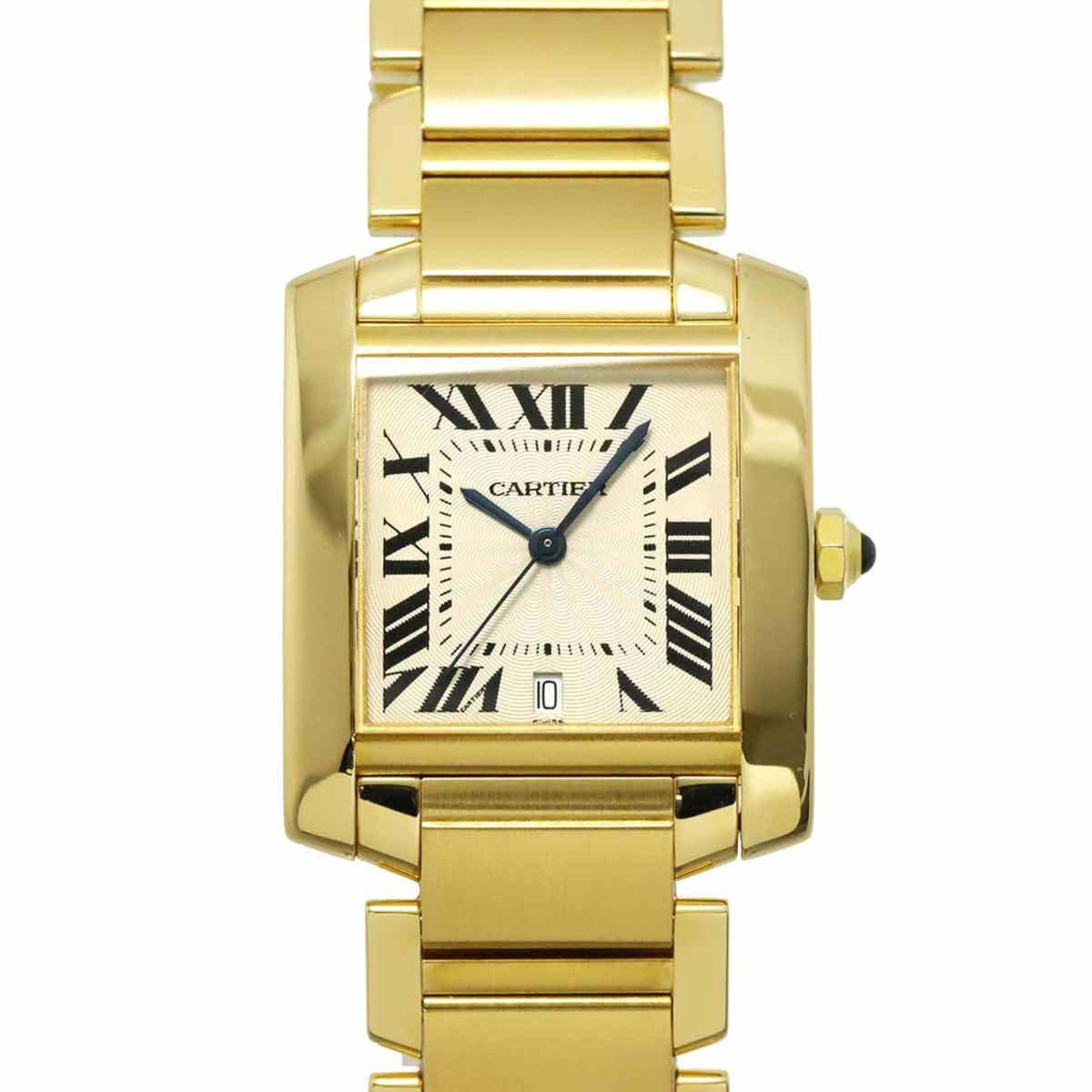 Pre-Owned Cartier Tank Fran?aise LM W50001R2 Men's Watch with Date Display, Silver, 18K White Gold, Automatic Movement