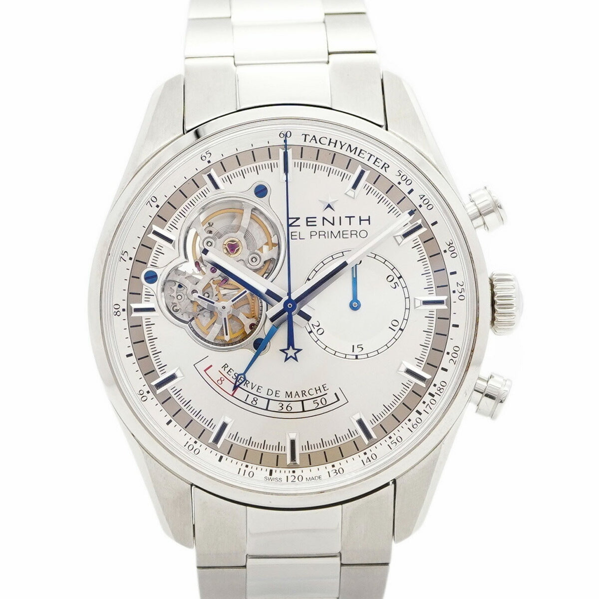 Pre-Owned Zenith El Primero Chronomaster 03.2080.4021 01.M2040 Silver Skeleton Dial Men's Watch