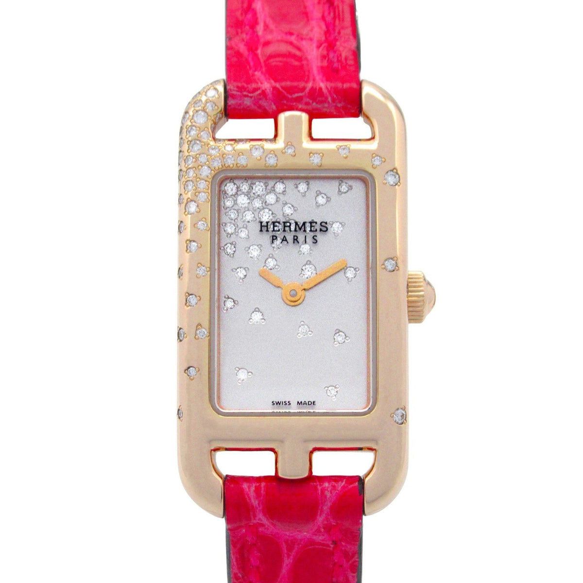 Montre Hermes Nantucket d'occasion 18KPG (or rose) Cuir Femme Argent NA2.172 