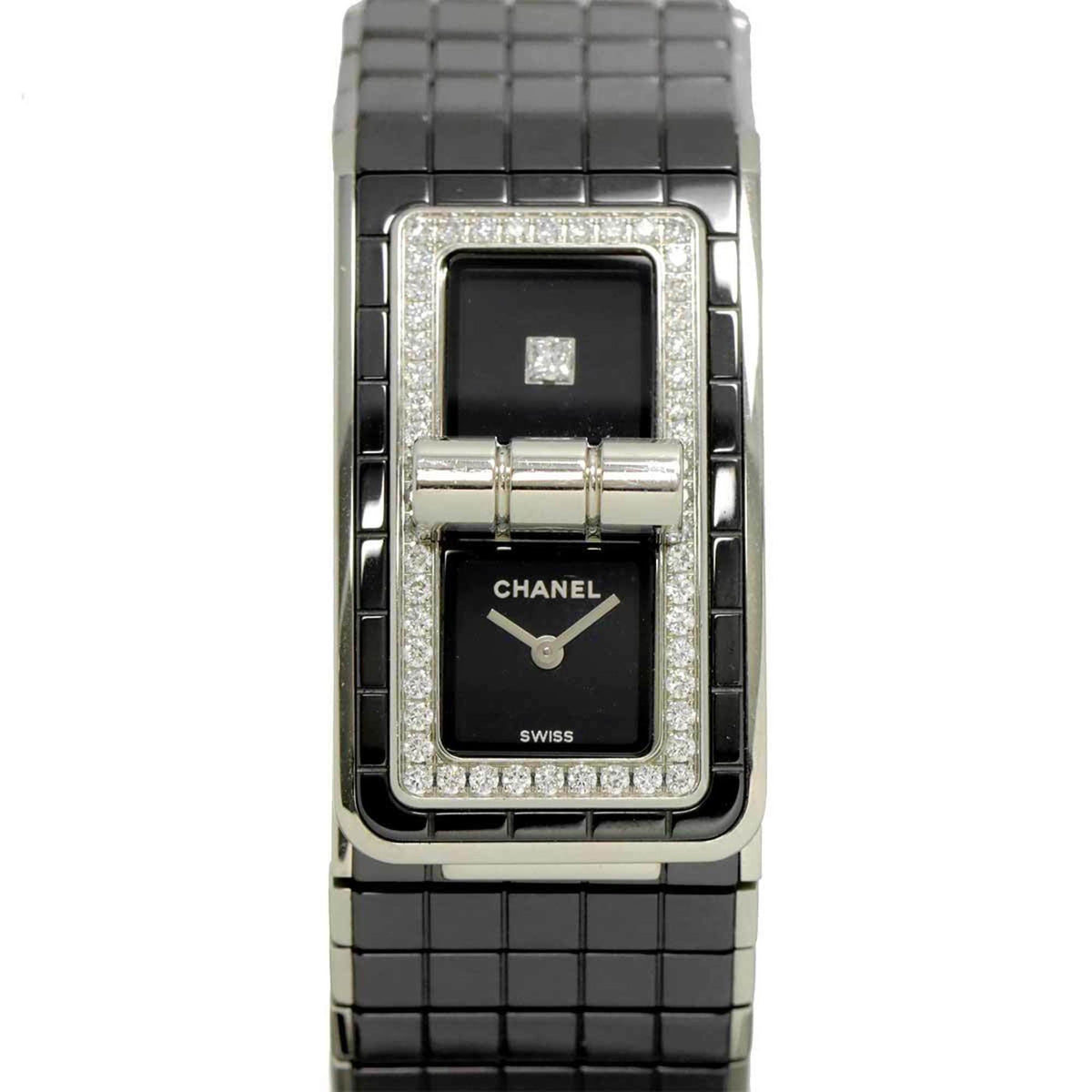 Pre-Owned CHANEL Code Coco H5148 Women's Watch with Single Diamond, Black Ceramic Bezel, Quartz Movement