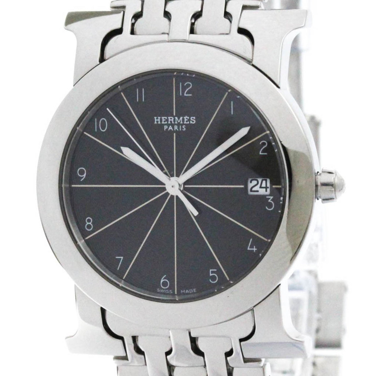 Montre Hermès H Ronde en acier poli, d'occasion, à quartz, unisexe, HR1.510 BF571222 