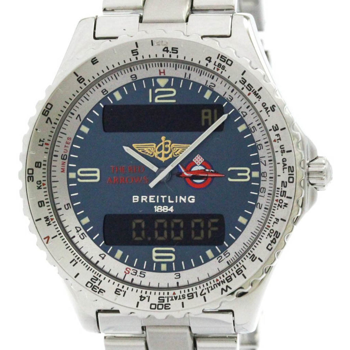 Pre-Owned Polished BREITLING Chronospace Red Arrows Steel Mens Watch A56012 BF579234