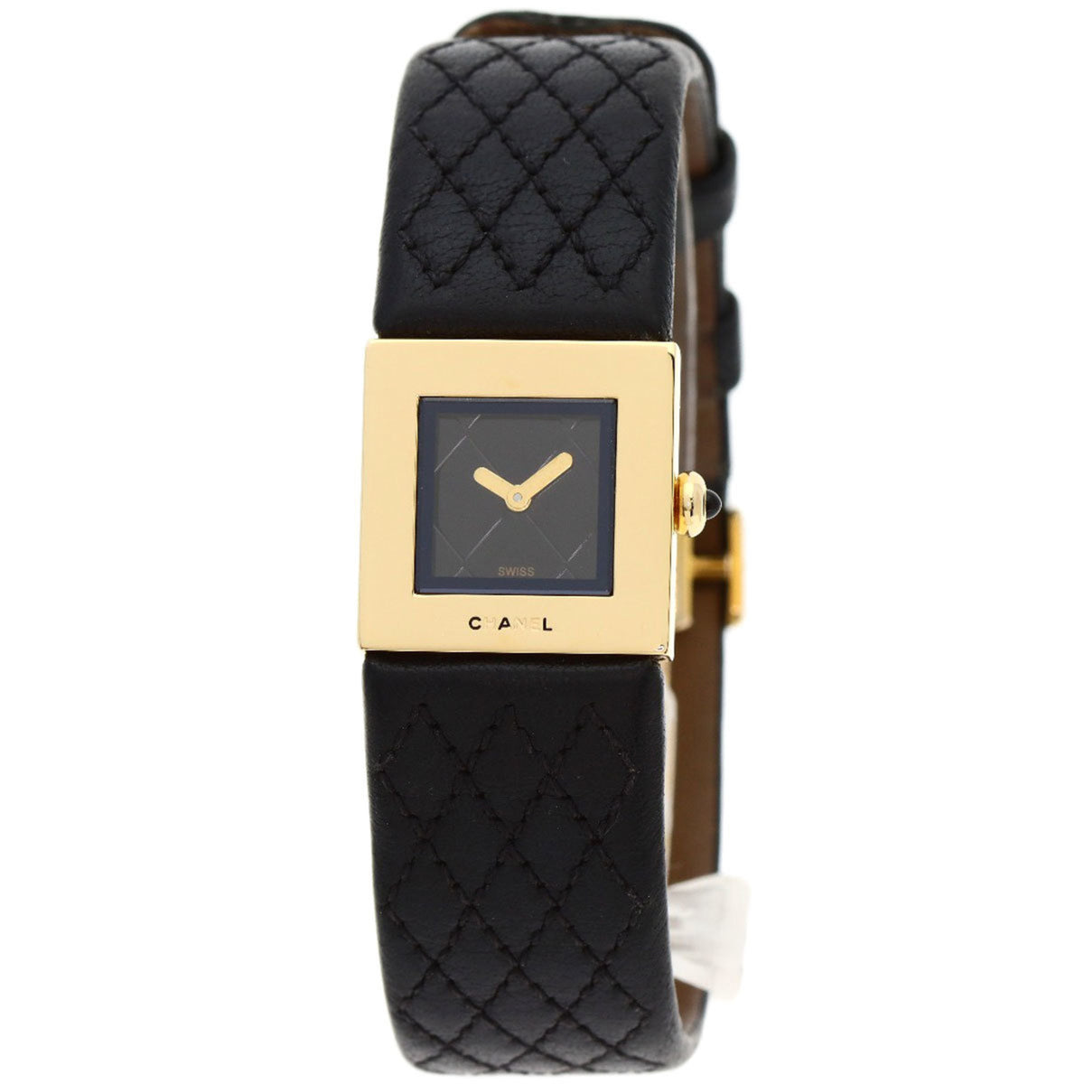 Montre Chanel H0111 Matelasse d'occasion en or jaune 18 carats et cuir pour femme CHANEL 