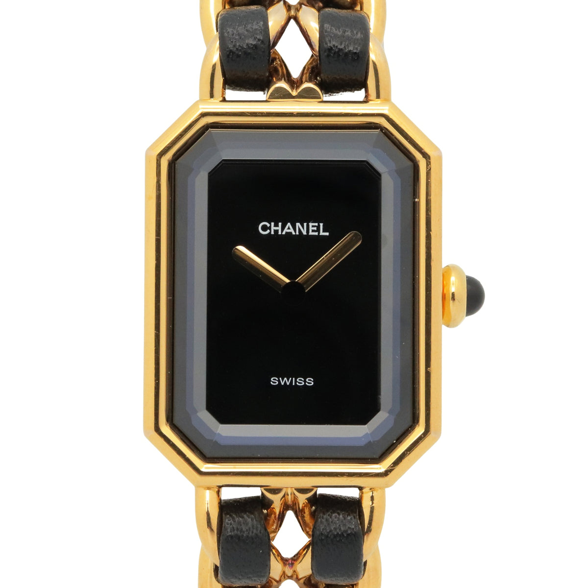 Pre-Owned Chanel CHANEL Premi?re S Watch, Gold Plated (GP), Leather Strap, Women's, Black, H0001