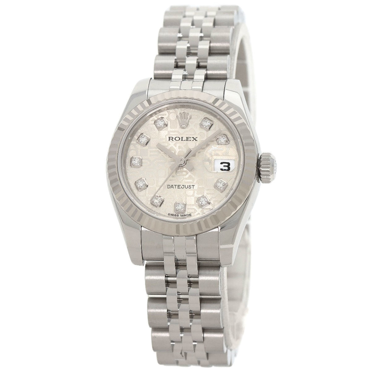 Montre Rolex d'occasion 179174G Datejust 10P en acier inoxydable SS K18WG pour femme 