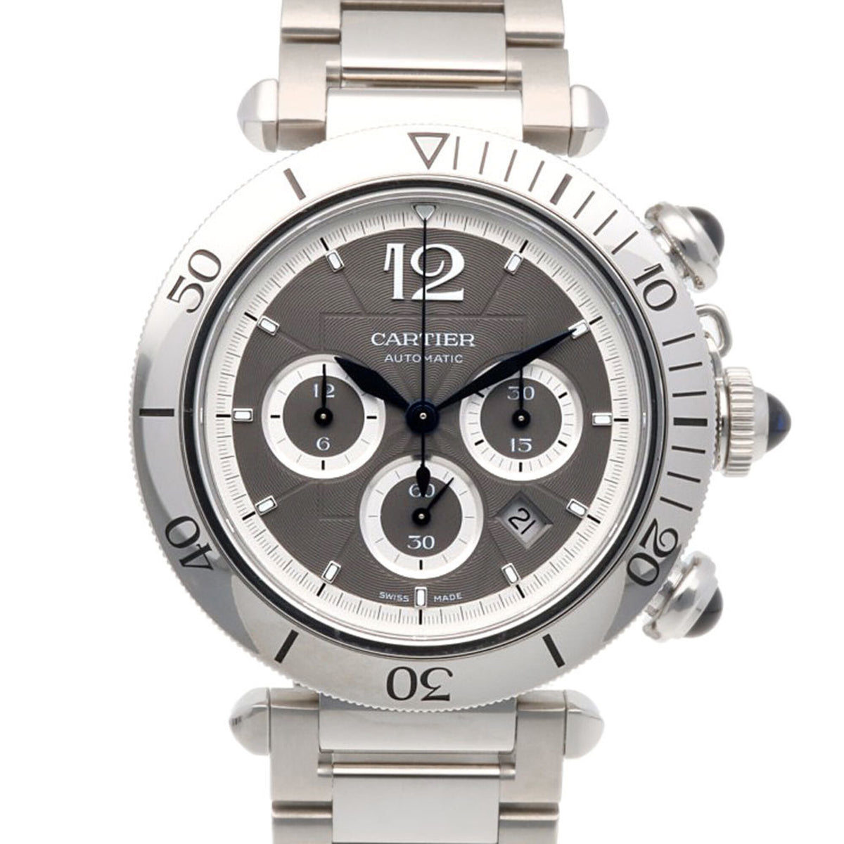 Pre-Owned Cartier Pasha de Watch, Stainless Steel, WSPA0027 (4363), Automatic Winding, Men's, Chronograph, 100M Water Resistant